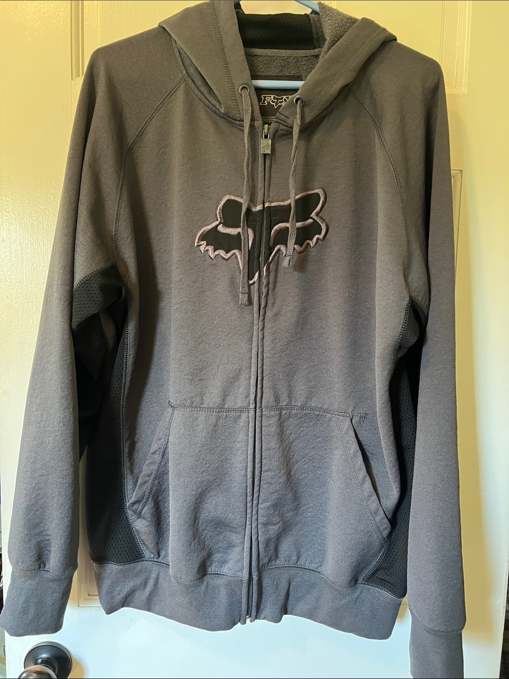 Fox Men's Dark Gray Zip-Up Hoodie with Logo